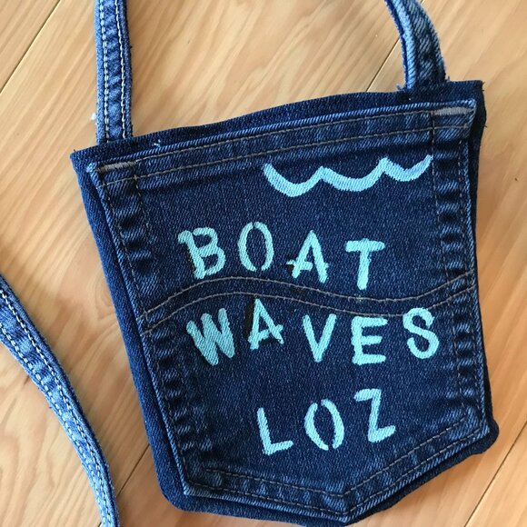 Handmade Crossbody Bag: Recycled Denim Lake of the Ozarks Cell Phone Jean Purse - Picture 3 of 11